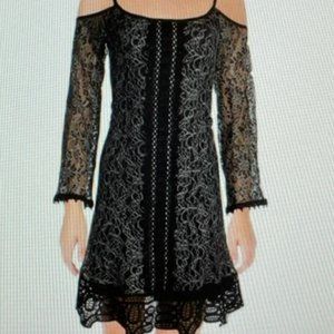 NANETTE LEPORE Zircon Cold Shoulder Dress Black/Olive